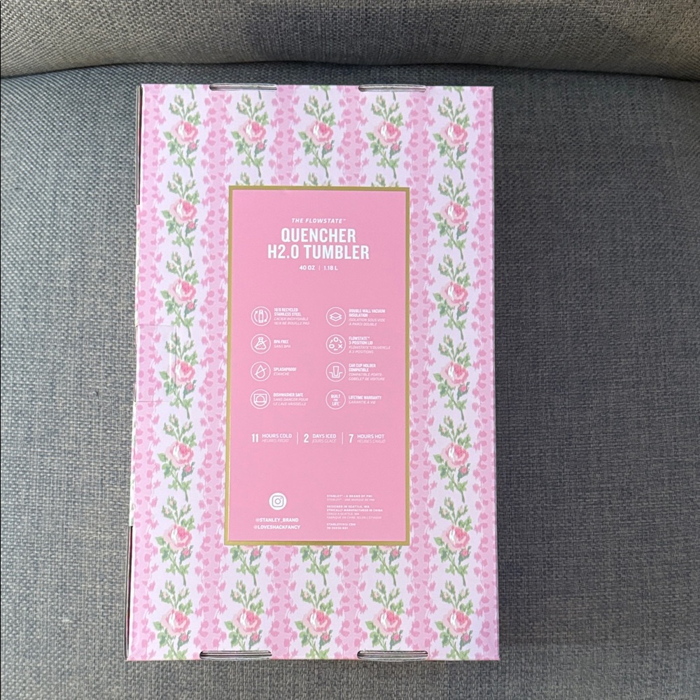 New in box LoveShackFancy x Stanley Pink Floral 40 ounce Stanley - Picture 3 of 4